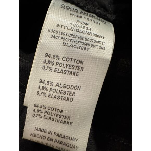 Good American Good Legs Crop Mini Boot Darted Back Pocket + Exposed Buttons 6/28 - Picture 6 of 7